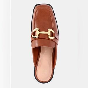 NWT Time and Tru Tan Brown Loafers Mule with Gold Detail hardware Woman size 11